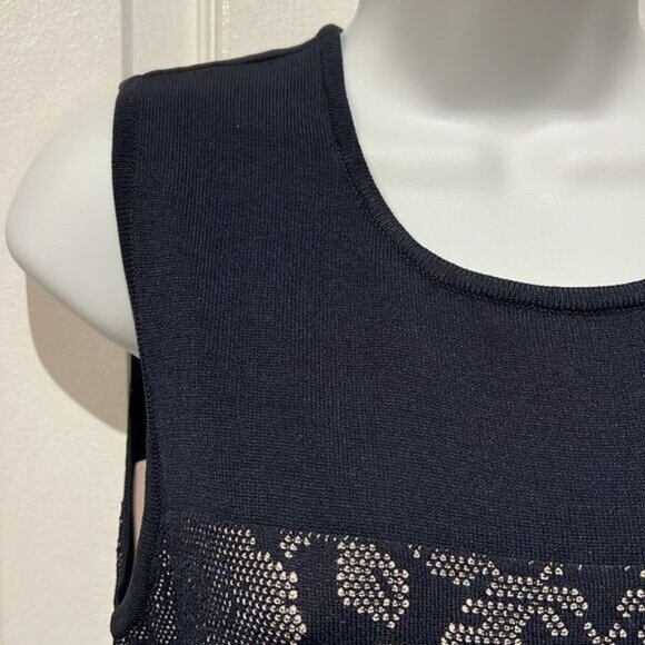 Anne Klein Navy Blue Sleeveless Sheath Midi Dress Size L - Picture 3 of 13